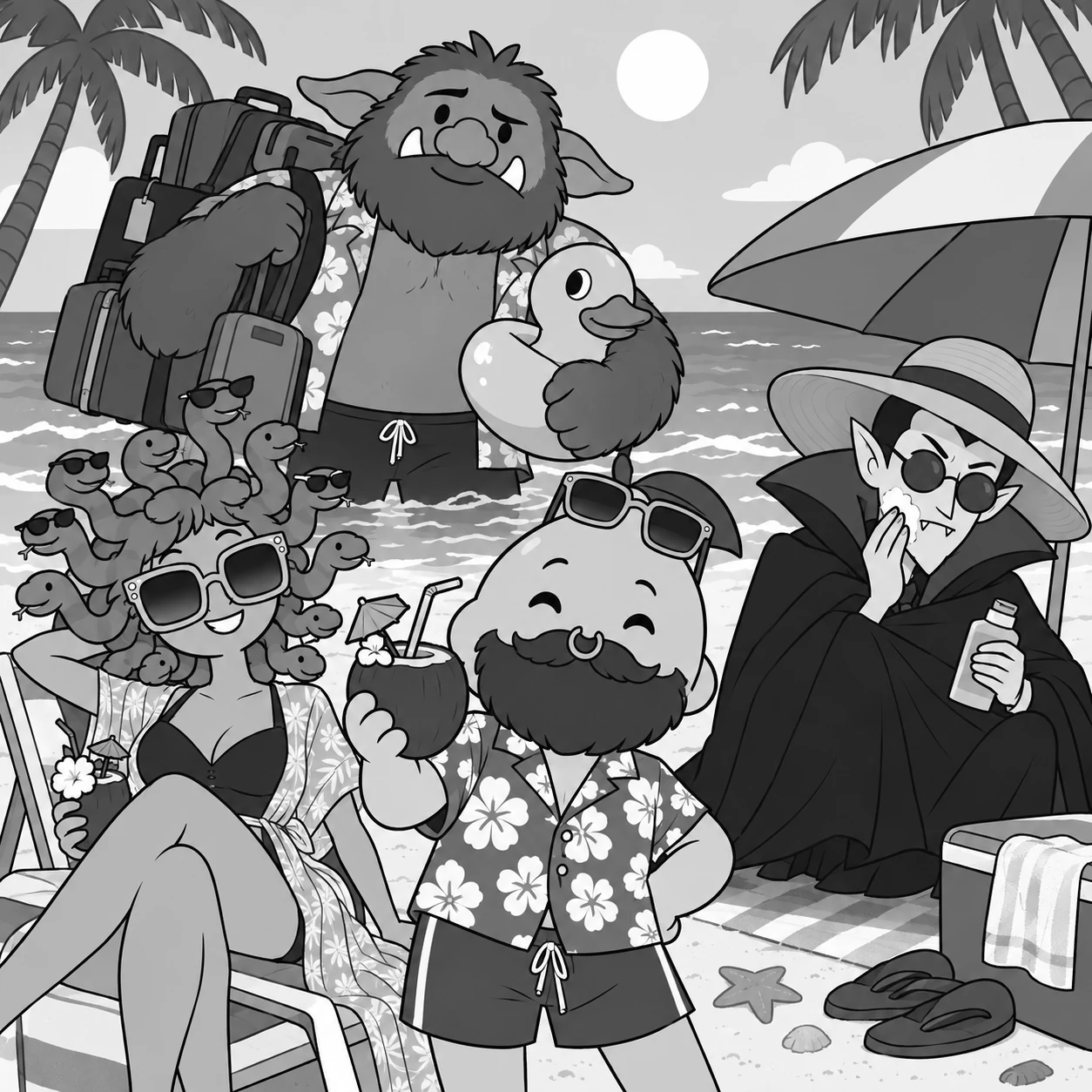 The Hideous Monster team on a work vacation at the beach